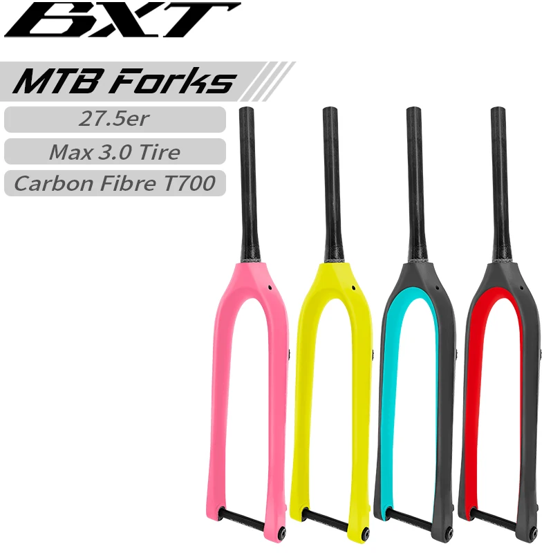 BXT NEW Super Light 27.5er Carbon MTB Fork 9mm Tapered Bicycle Fork 29 Mountain Bike Disc Brake Carbon Fork Bicycle Parts
