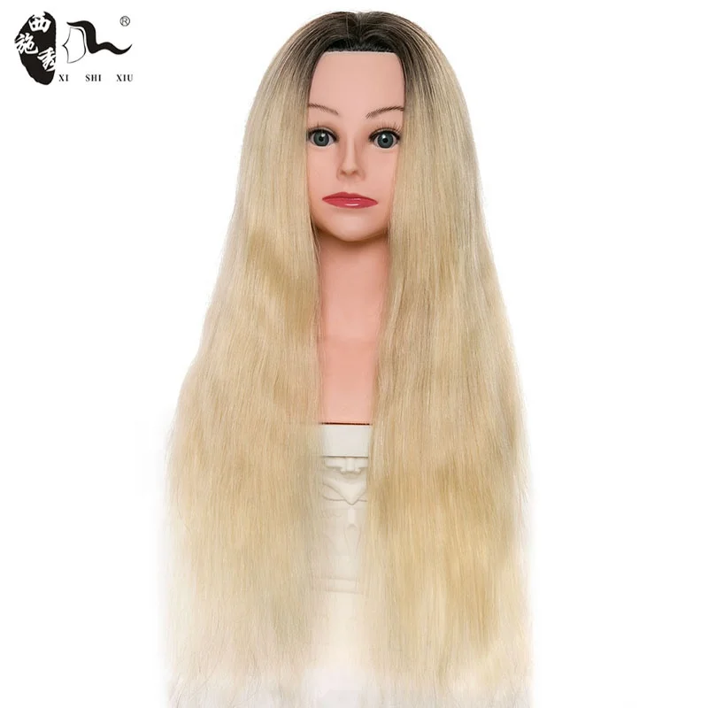 100% Real Hair Mannequin Head With Human Hair Hairdresser - Temu