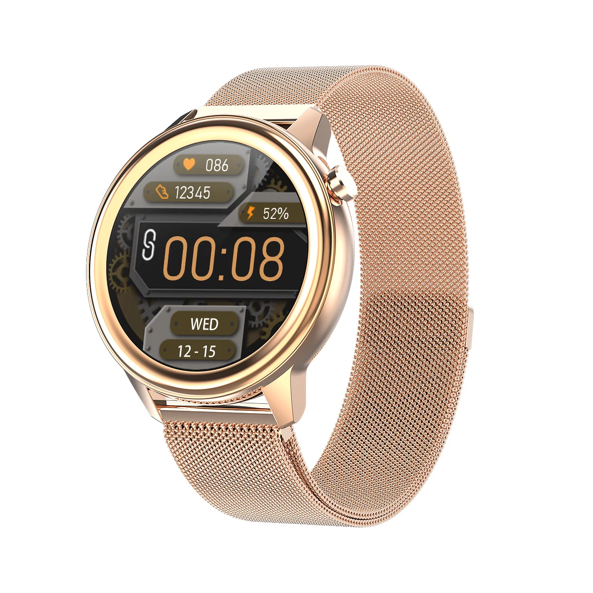 

2020 Waterproof IP68 1.3in dynamic UI temperature monitoring F81 smart watch with Heart rate monitor blood oxygen monitoring, Gold, blue