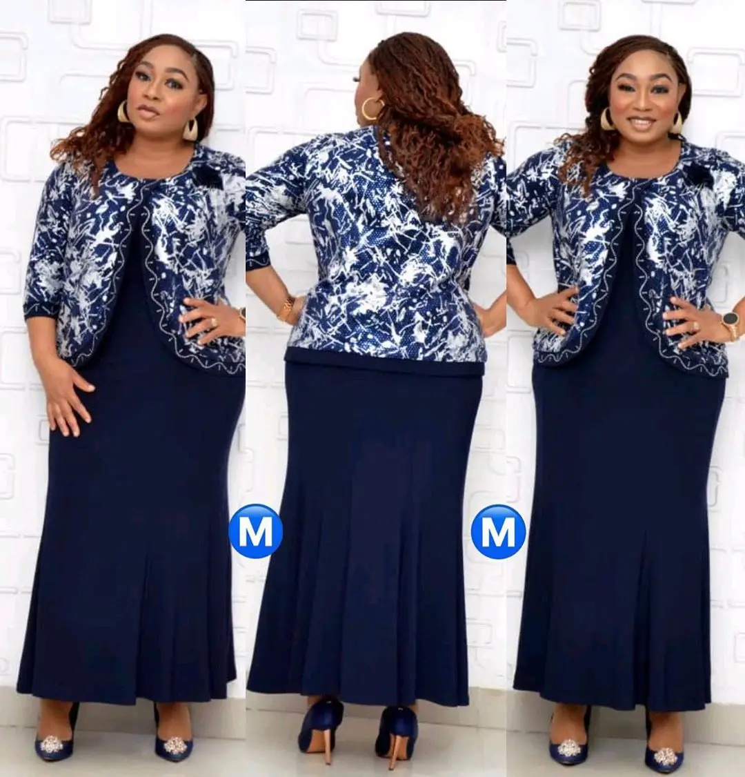 

2020 autumn and winter African plus size women's color matching fake two professional dresses, Customized color