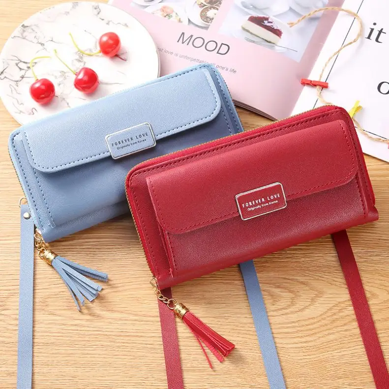 

Single Shoulder Crossbody Women'S Bag Tassel Large Capacity Zipper Mobile Phone Bag Purse Leather Ladies Wallet Women, Customized color