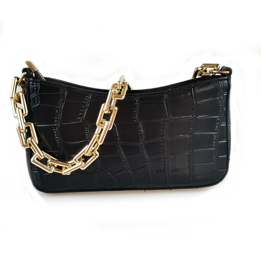 

Crocodile PU Shoulder Bag Sling With Acrylic Chain
