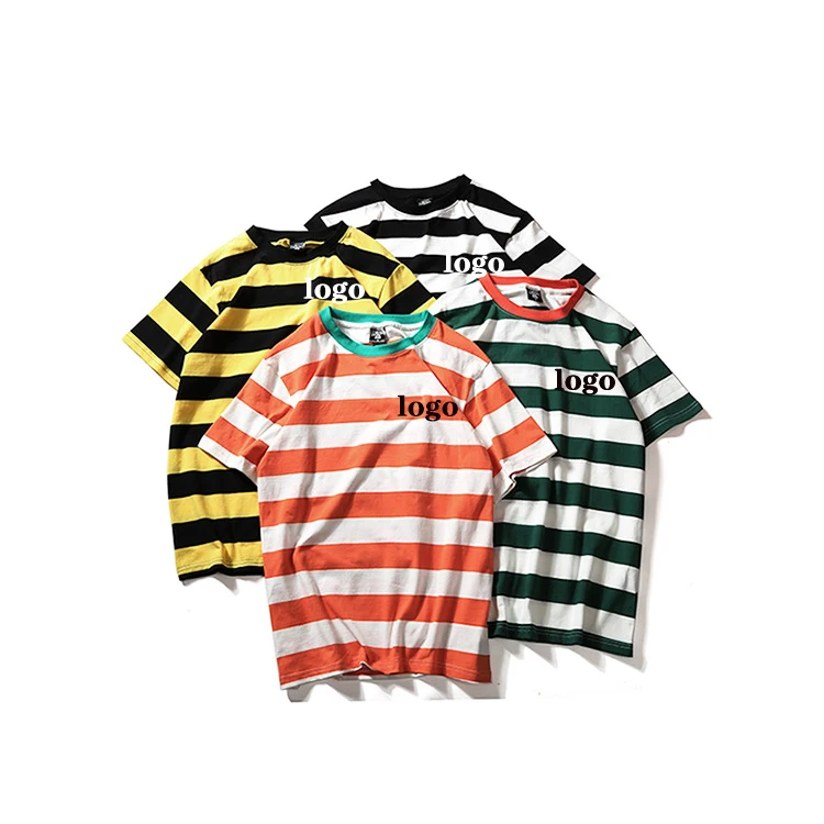 

American Couples Hip Hop t-shirts custom printing men's Striped t shirt, As picture