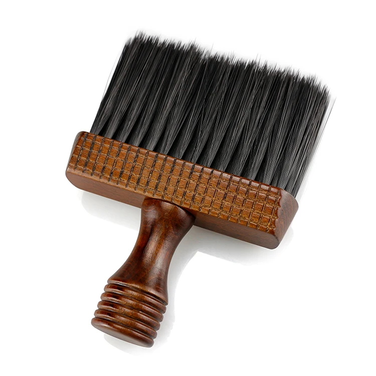 Classic Solid Wood Barber Neck Duster Brush Professional Wooden Stripe