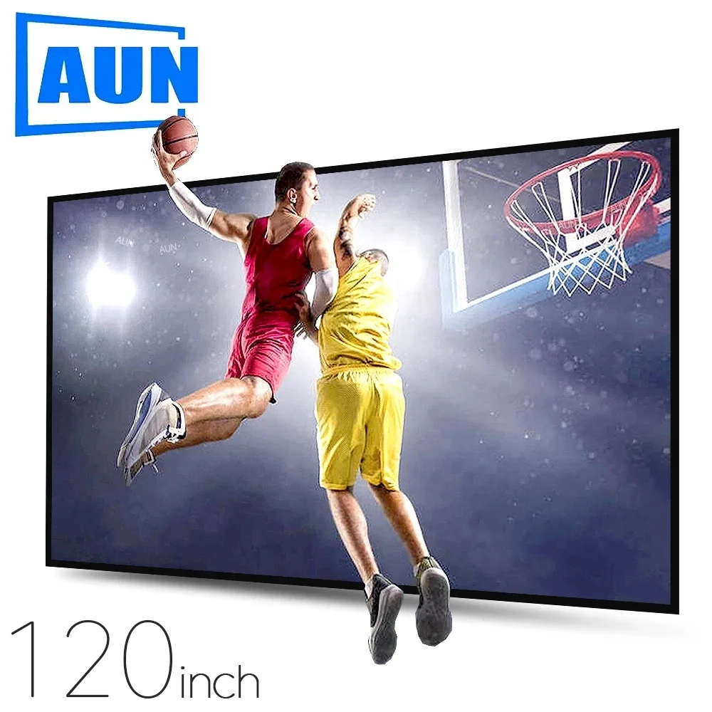 

AUN 120 inches Projector Screen Upgrade Thicker Projection Screen 16:9 for Home theater 3D 4K