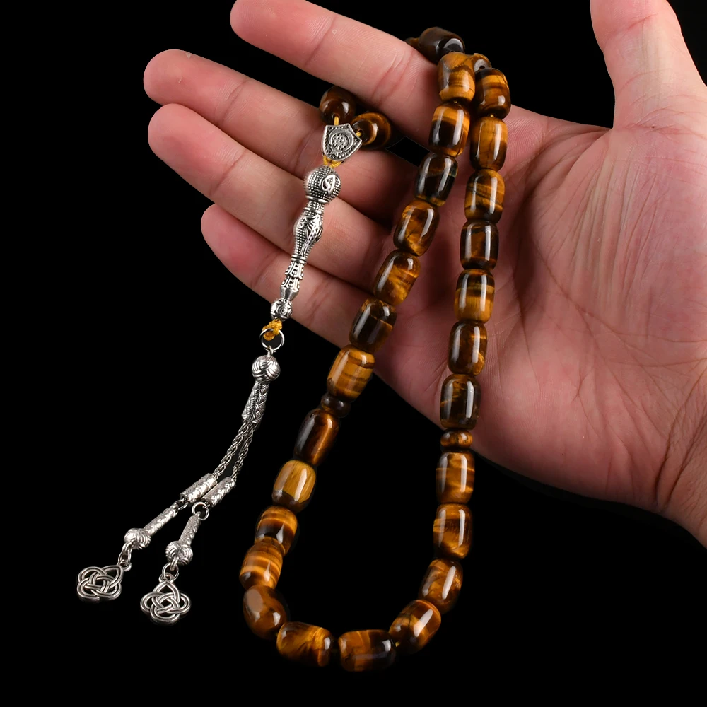 YS310 Tiger Eye Beads Mala With Charm Amazing yellow Tiger Eye Round Beads Hand Made Mala prayer bead