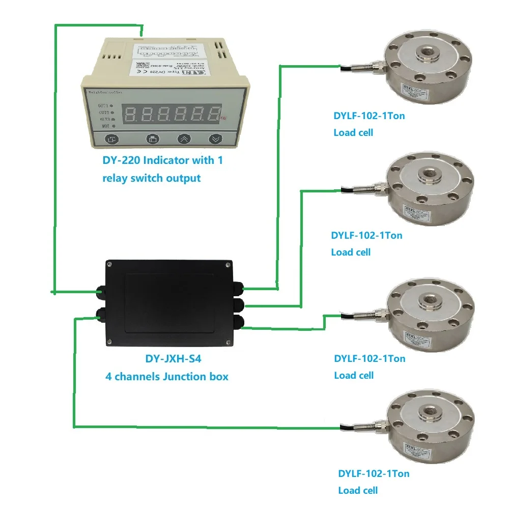 

CALT weighing sensor 4 pieces 1000kg Spoke type load cell with digital indicator tank weighing system