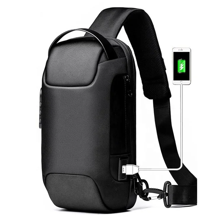 

Waist Pouch Sling Bag Crossbody Business Usb Mens Crossbody Single Waterproof Chest Shoulder Bag, As details shows /oem