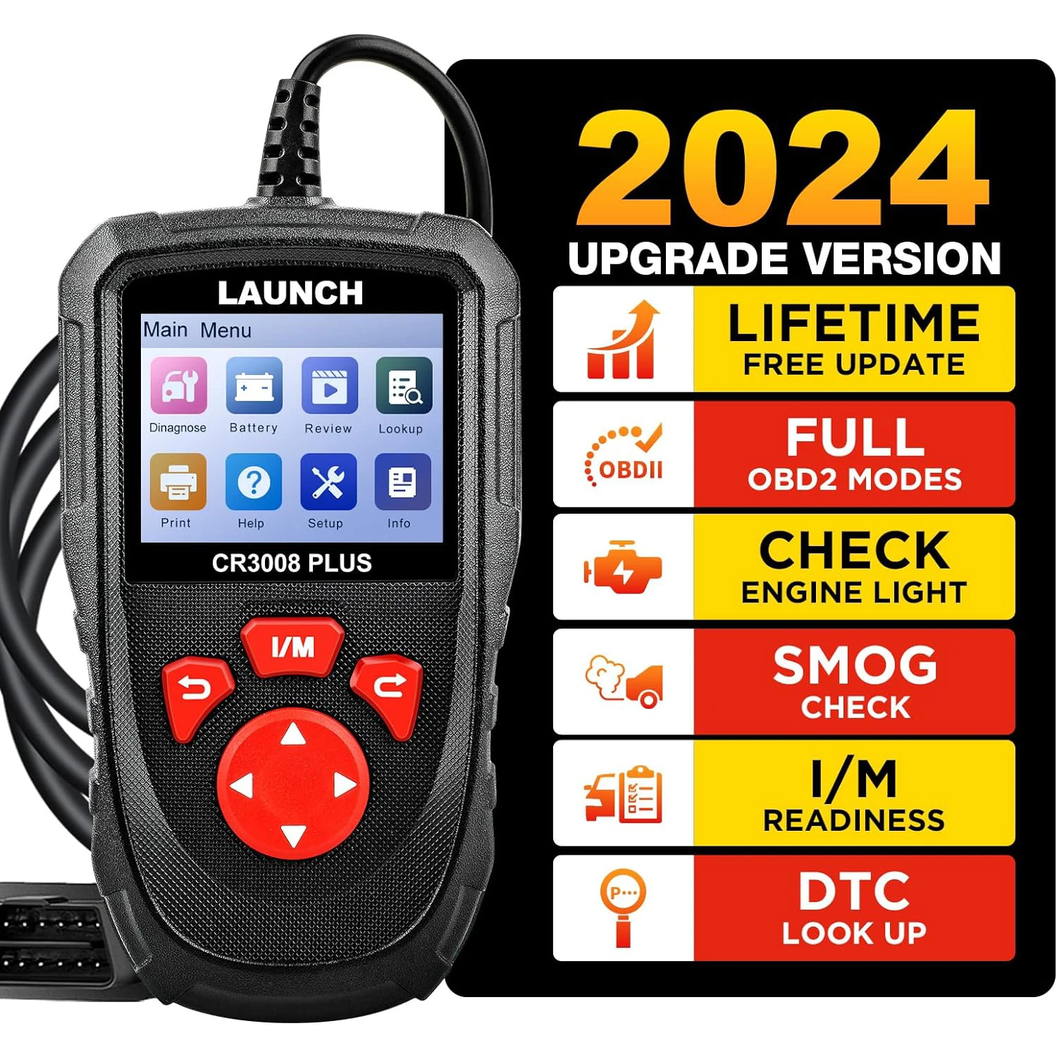 

LAUNCH CR3008 PLUS OBD2 Scanner OBDII Auto diagnostic tool Universal full OBD2 Engine Code Reader free update X431 Creader 3008