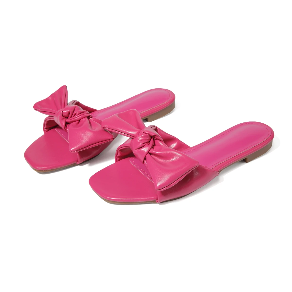 

Rose flat shoes slippers open toed bow peen toe big size 36-42 goods in stock