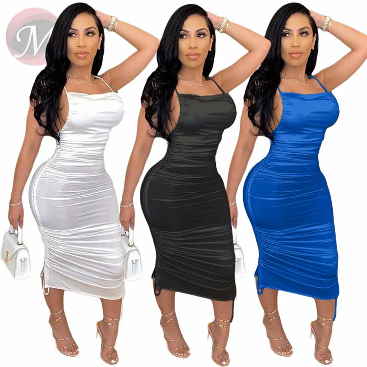 0070166 Fashionable Women Solid Draped Backless Girls' Sexy Clothes ...