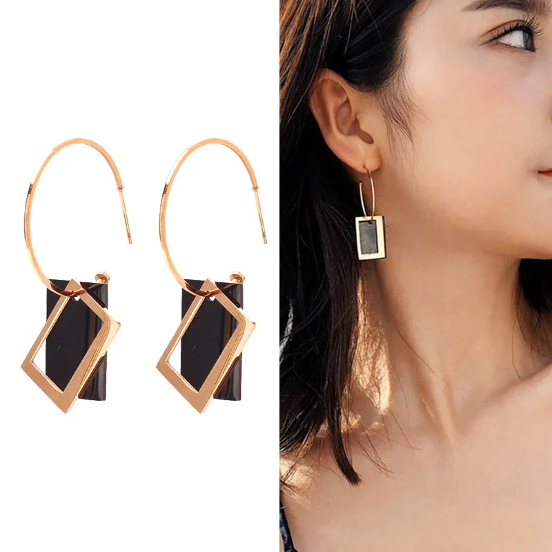 

Korean style earrings 925 silver needle temperament personality trend earrings