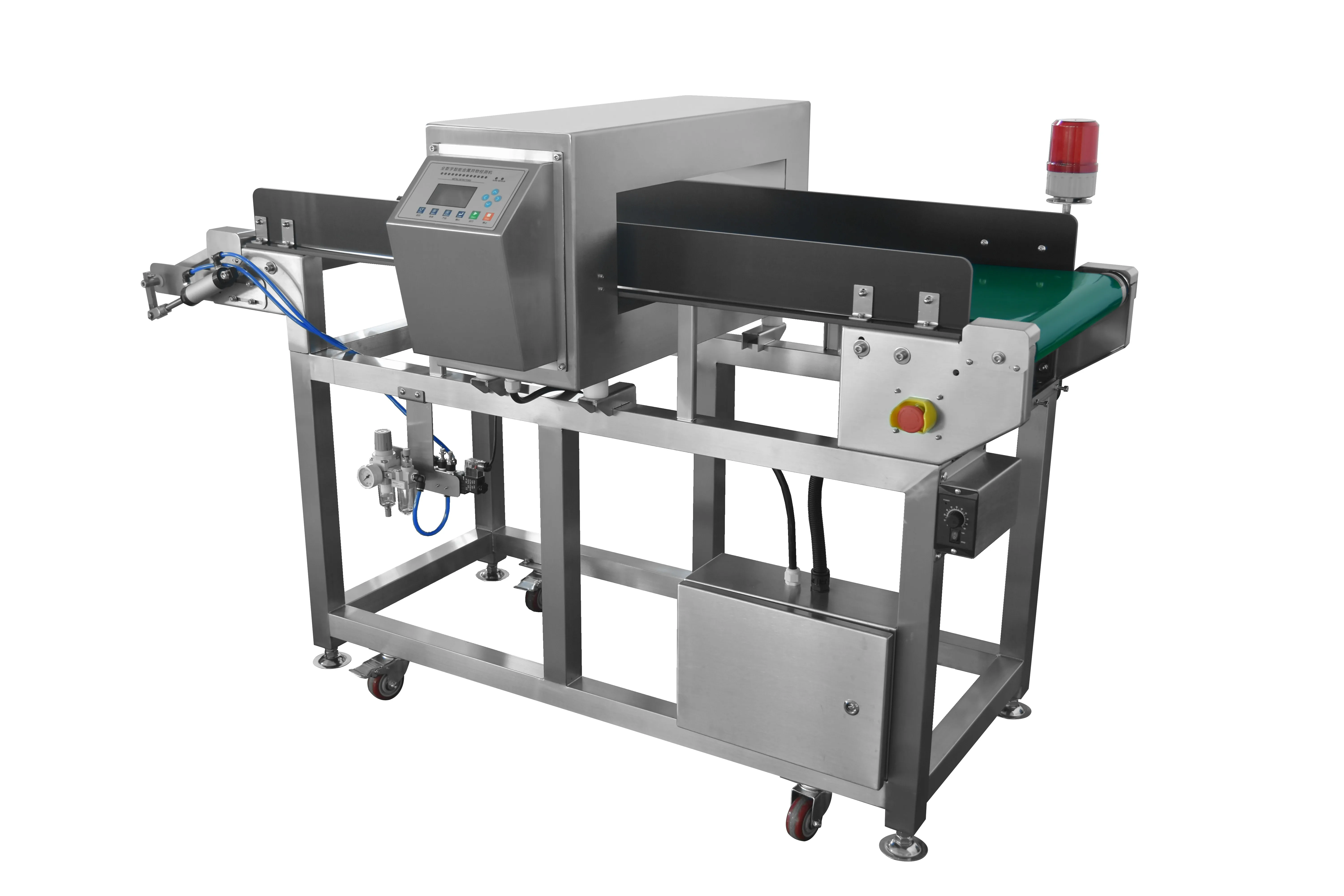 818 pneumatic reject mechanism and food grade conveyor belt