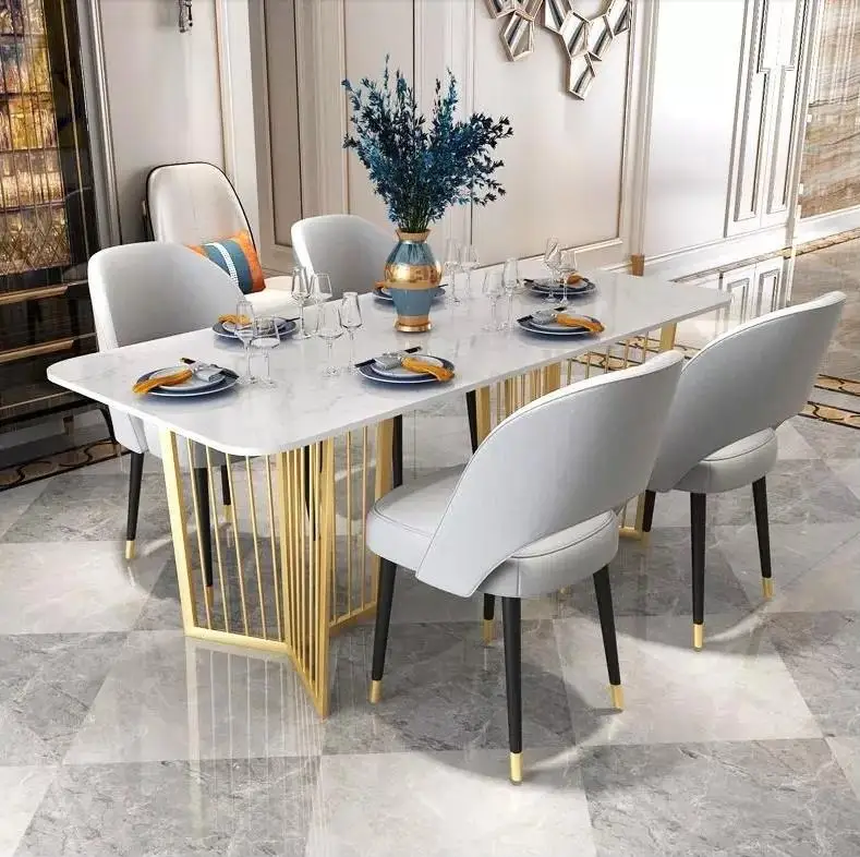 Marble Dining Table Marble Top Dining Table Set Simple Gold Legs Dining