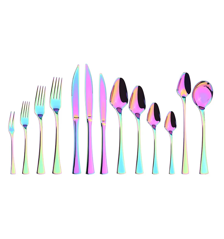 

High quality 18/10 Stainless Steel Western Tableware restaurant dinnerware Gold plated fishtail cutlery set