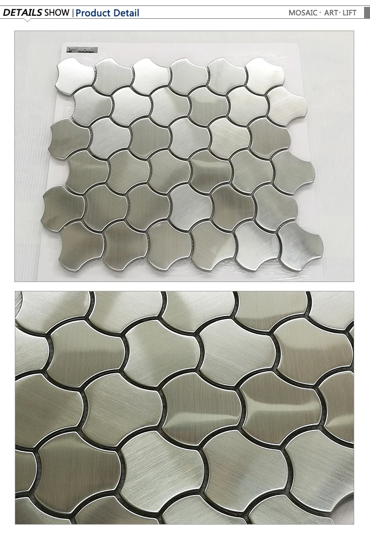 Hot selling irregular shaped silver matte brushed stainless steel mosaic tiles for sale