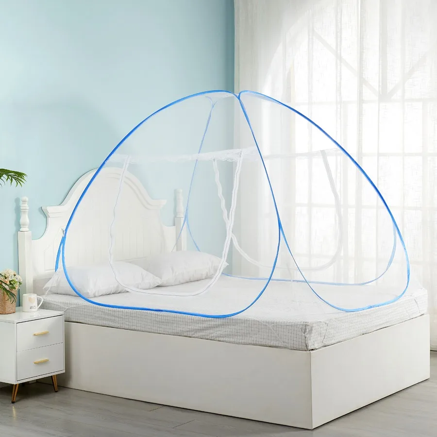 cheap high quality white polyester hanging mosquito net single double bed