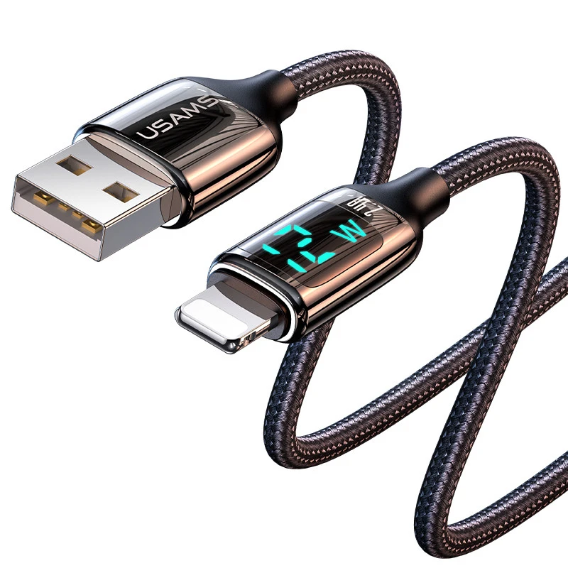 

USAMS 5A Cable USB Quick Charging Cable USB Type-C lighting For Iphone Charger, Black