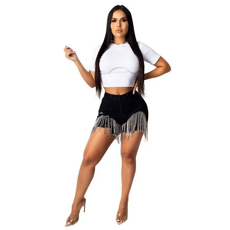 

TINA Amazon 2021 New Trendy Diamond Tassel Sexy Fashion Women Fashion Clothing jeans