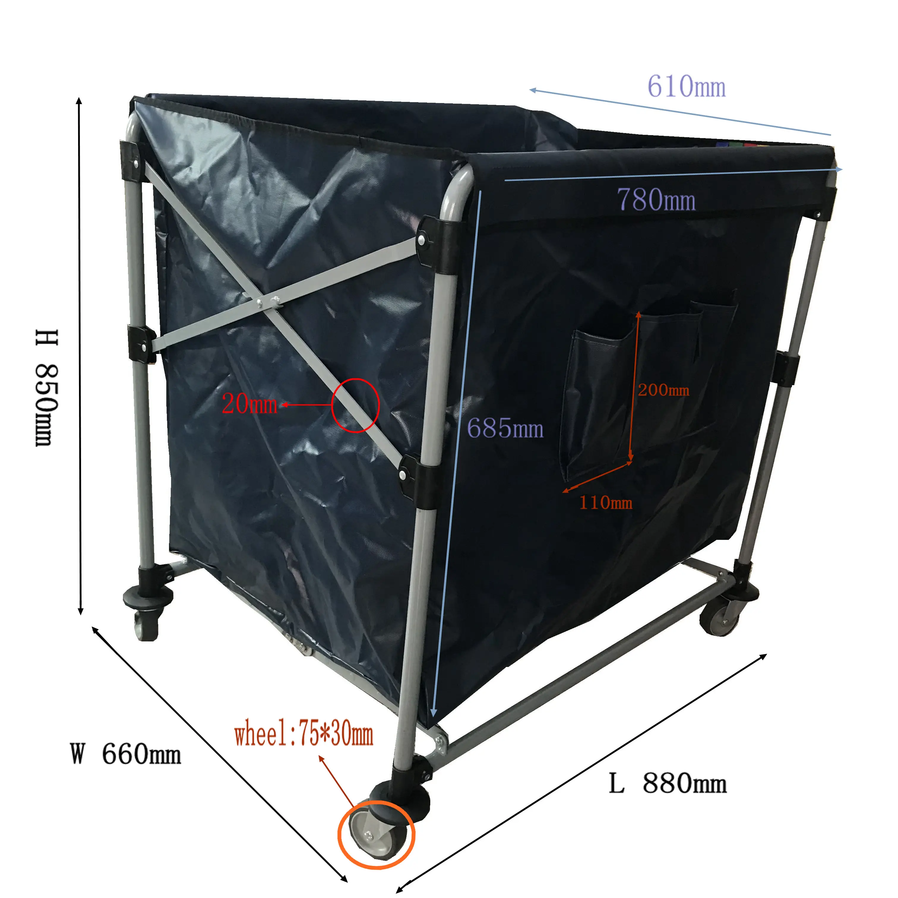 Heavy Duty Foldable Rolling Collapsible Xcart Hotel Commercial Heavy