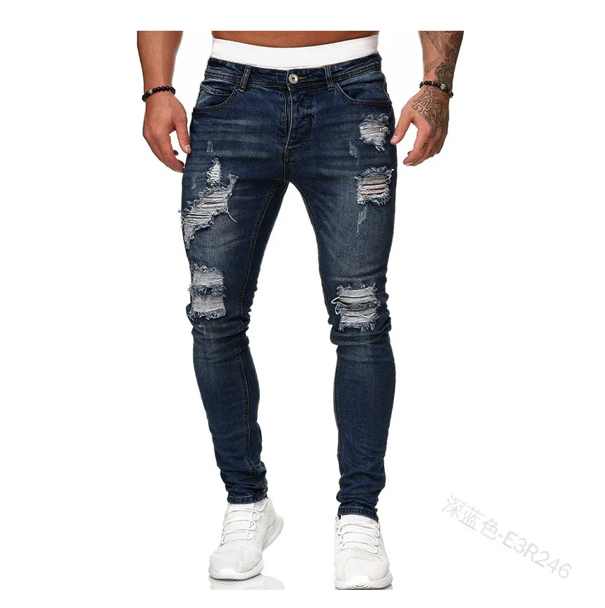 mens blue ripped jeans skinny