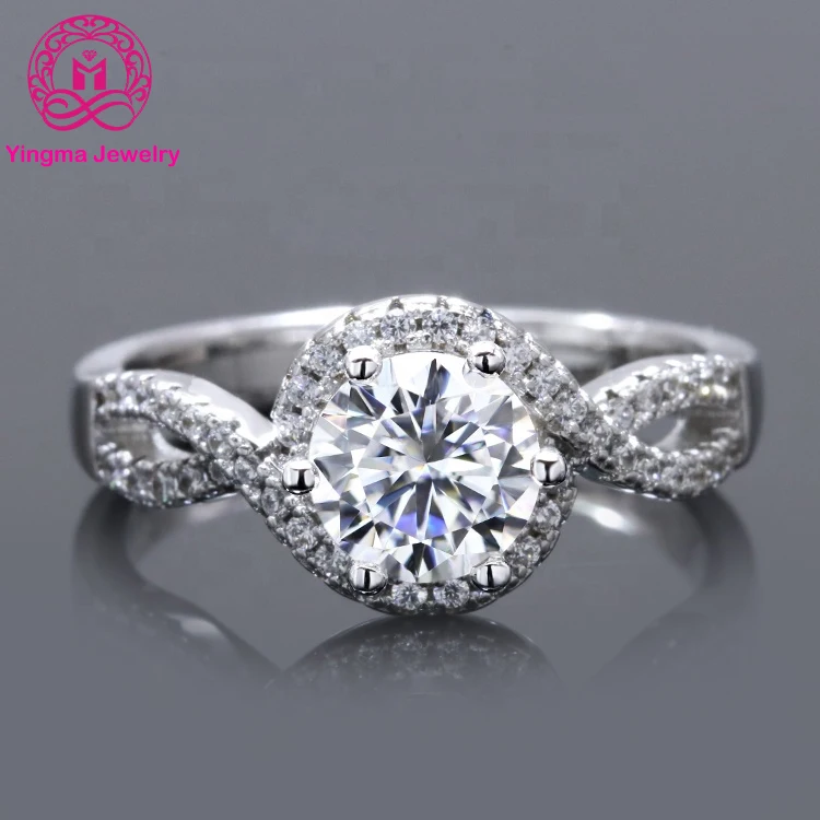 

1ct white D color VVS moissanite 925 sterling silver rings fancy moissanite ring diamond wedding engagement gold plated ring