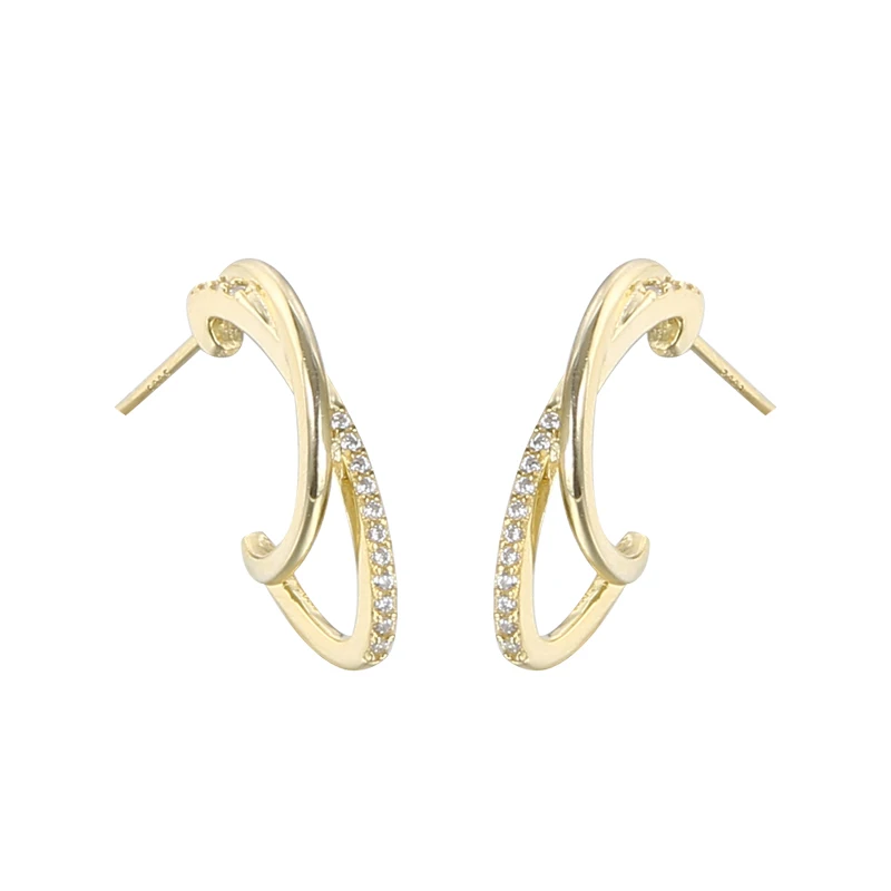 

E1983 Ladies Jeweries Earring 925 Sterling Silver 18K Gold Plated Zircon Earrings Studs