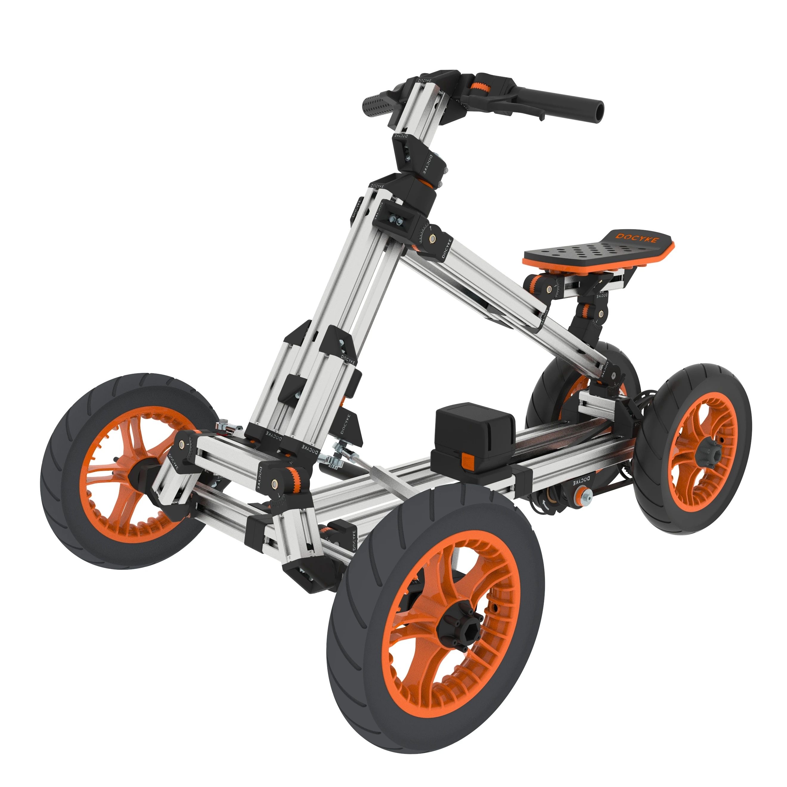 

2021 DOCYKE Hot sell assemble electric aluminum alloy tricycle for kids ride on, Orange