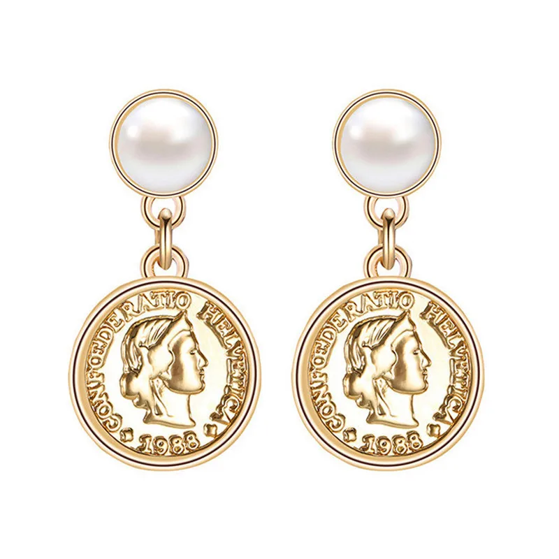 

Fashion gold pearl coin earrings For Women Wholesale N99094, Colors