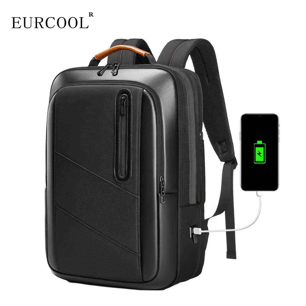 

Eurcool Custom Teenager Softback Nylon Leather Waterproof Polyester Office Anti Theft USB Smart Business Laptop Backpack Bag Men