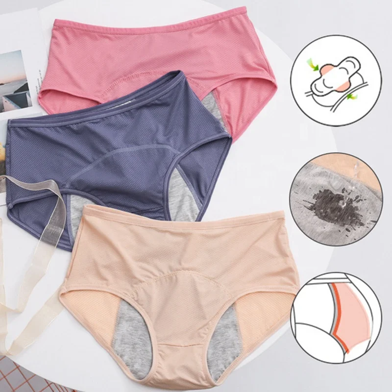 

Plus Size Physiological Women Underwear Breathable 3 Layers Leak Proof Menstrual Period Panties