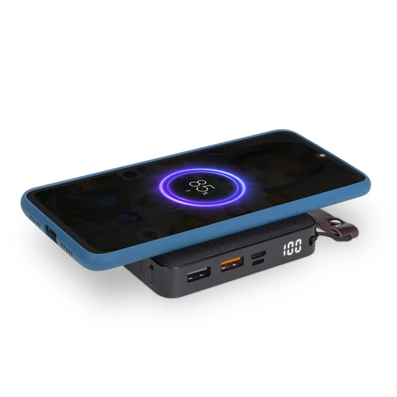 
New products for iphone 10w wireless charger power bank 10000mah portable 2 output custom qi fast charging wireless power bank 