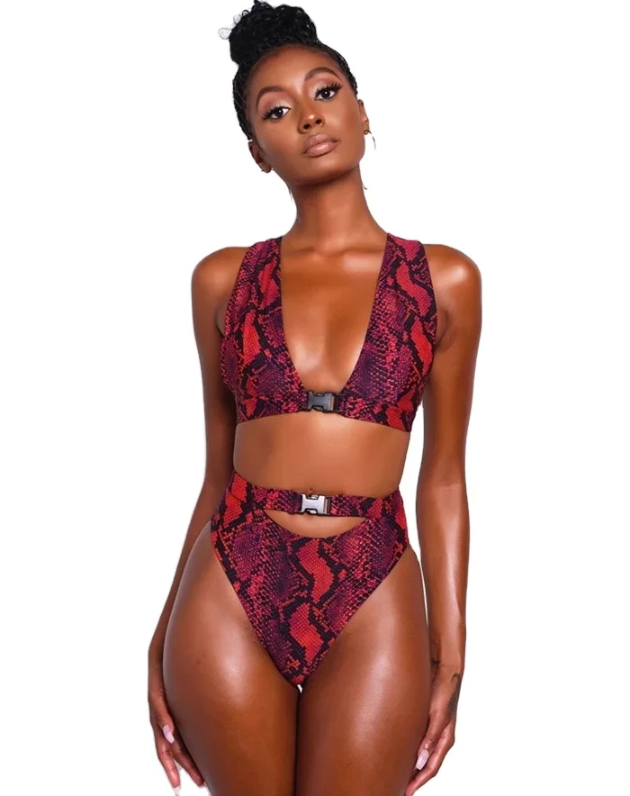 

Swimsuit New Two Piece Set Sexy Snake Print High Waist Beach Mini Brazilian Bikini