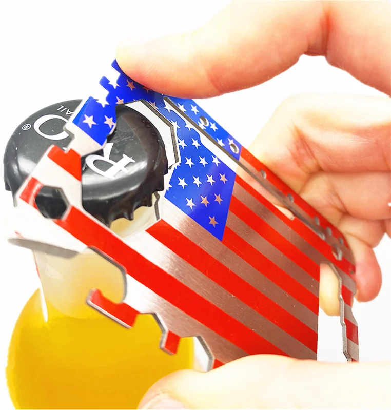 

Mini Kit Metal American Flag Business Gifts Pocket Multi Function Bottle Opener, As per product main photo