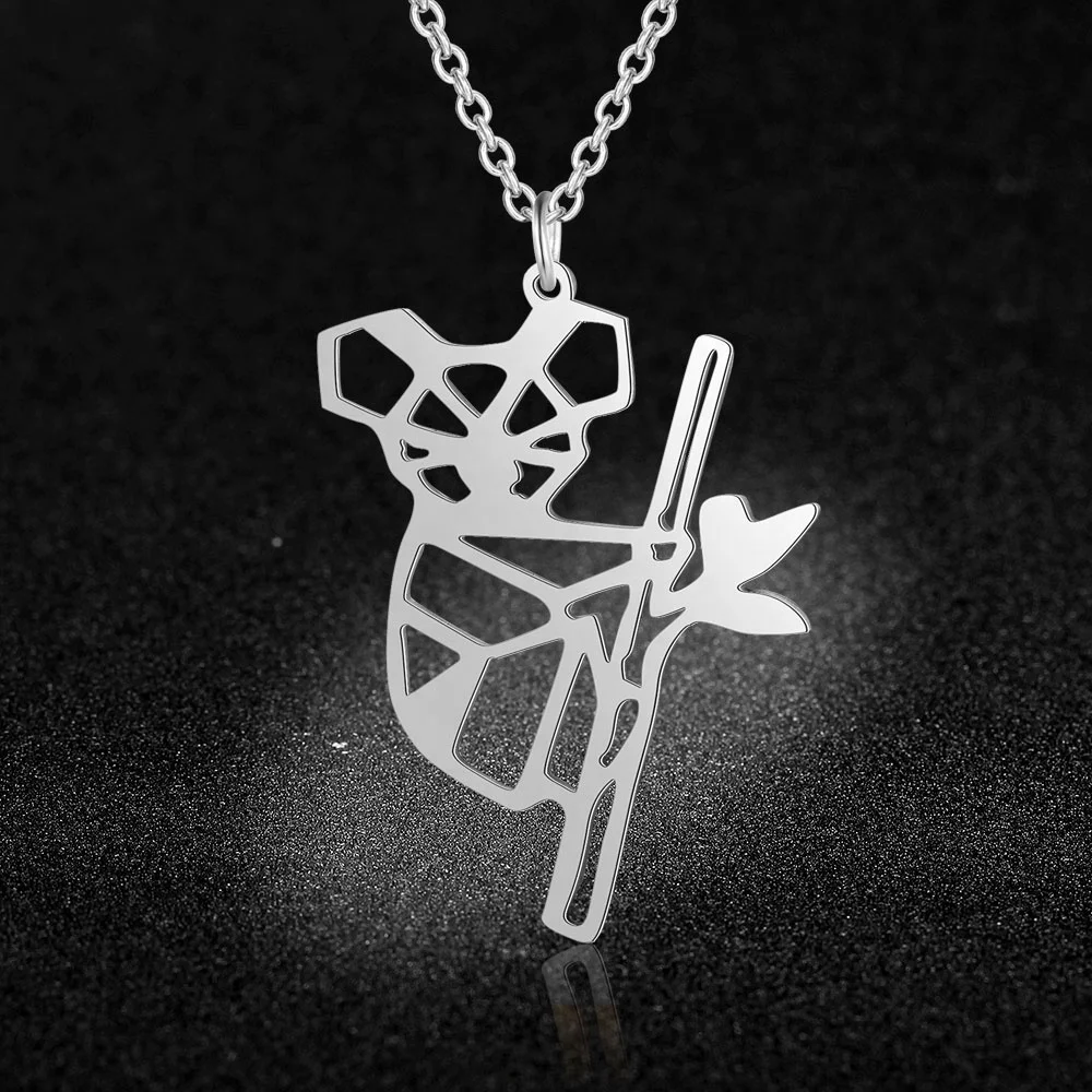 100% Stainless Steel Australia Koala Pendant Necklace Wholesale Female Unique Wild Animal Fashion Jewelry Necklaces For Women