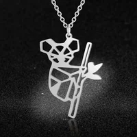 

100% Stainless Steel Australia Koala Pendant Necklace Wholesale Female Unique Wild Animal Fashion Jewelry Necklaces For Women