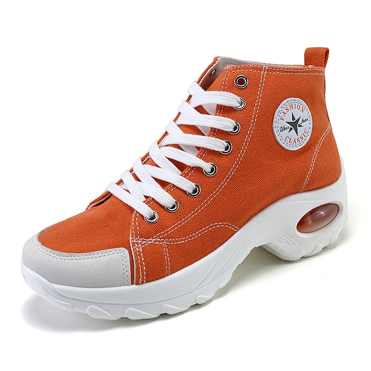 

women's fashion Light weight air cushion casual sneakers hiking canvas shoes women sports outdoor wholesale women running shoes, Orange,white,black,red,moonlight