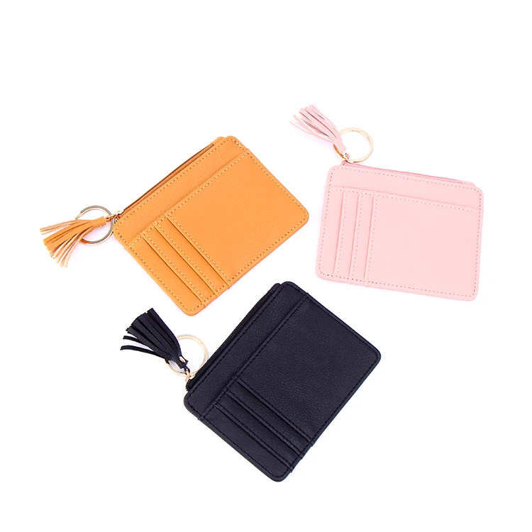 

Hot Sale New Design Card Case Small Purse Women Short Change Small Wallet With Tassel, Customized color