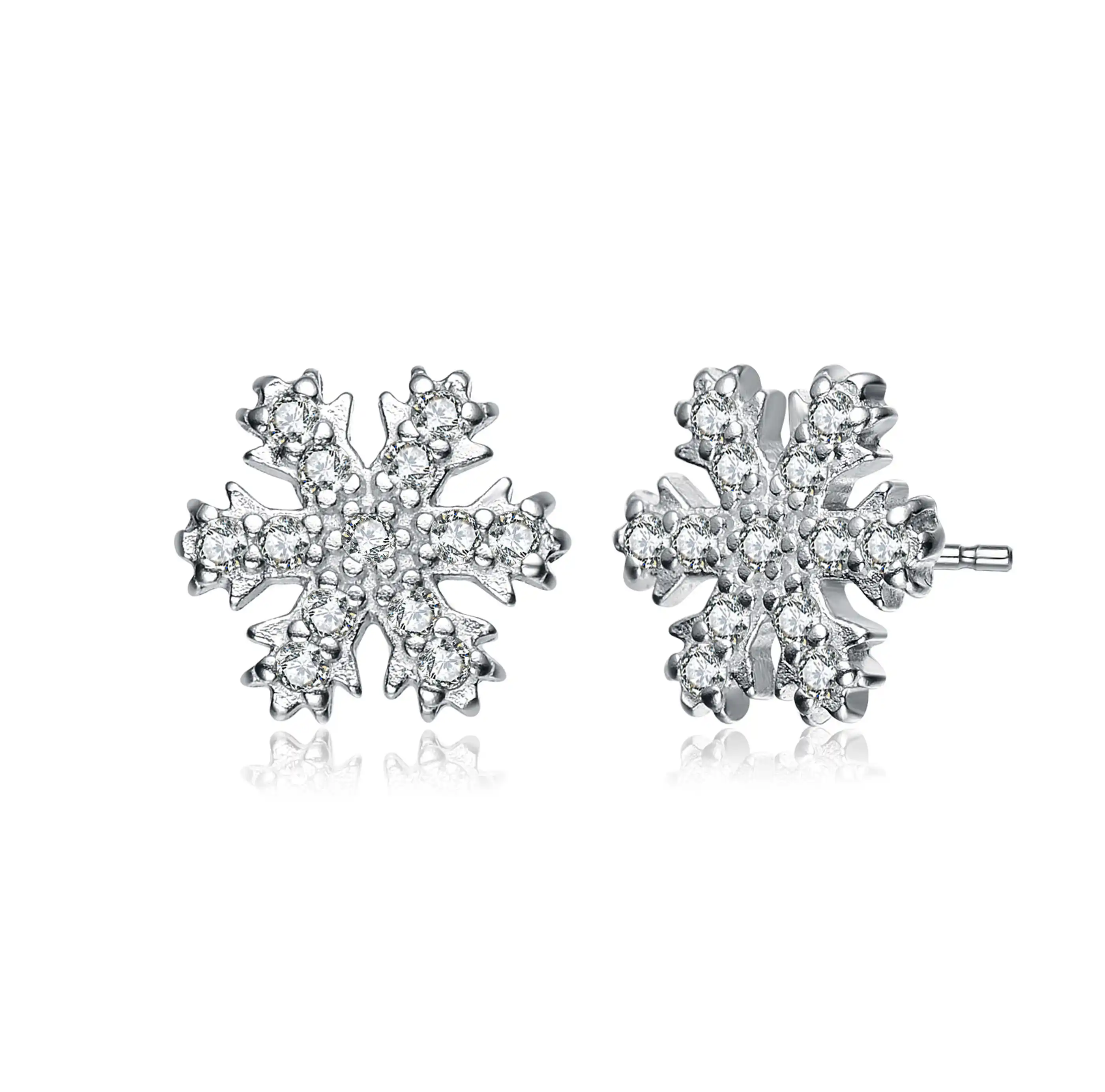 

Christmas Gift 925 Sterling Silver Exaggerate White Cz Snowflake Women Stud Earrings Charms
