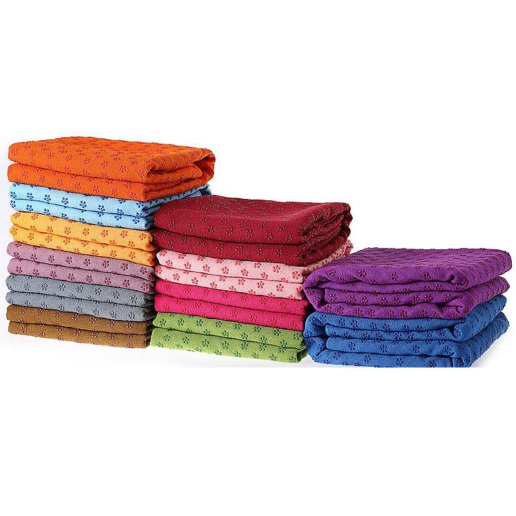 

Dropshipping Fitness Matt Microfiber Eco Friendly Anti Slip Yoga Mat Towels with silicone dot, Purple pink blue green black gray