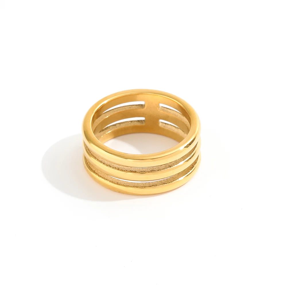 

Joolim Jewelry 18K Gold Plated Three Layer Stainless Steel Statement Rings for Women Tarnish Free & Waterproof