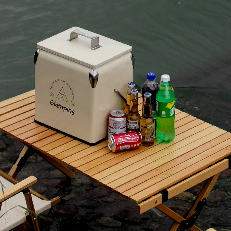 

13L outdoor camping portable portable refrigerated double layer portable beverage beer barrel metal incubator ice bucket, Customized color