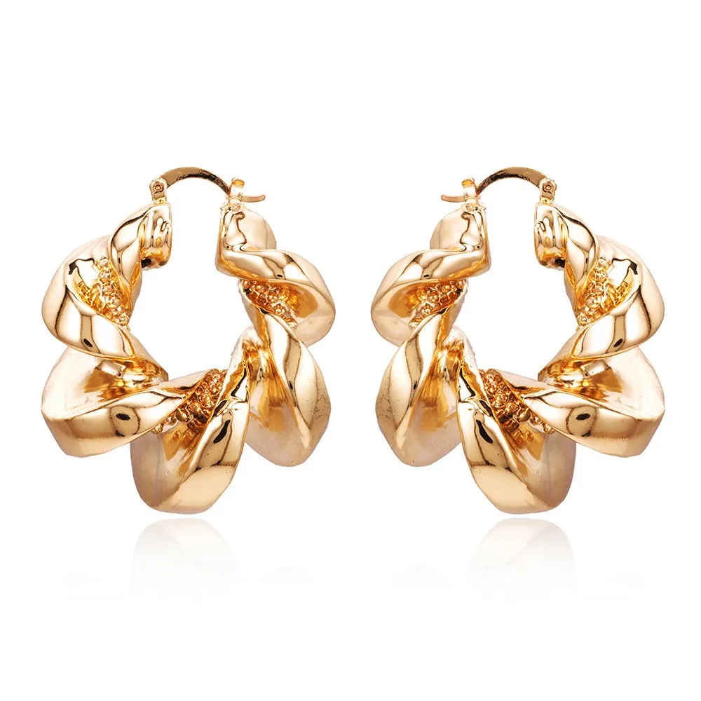 

Big Round Hoop Earring For Women Popular Rose Gold Color Dubai Gold Plated Jewelry Fashion Earrings for Women E129