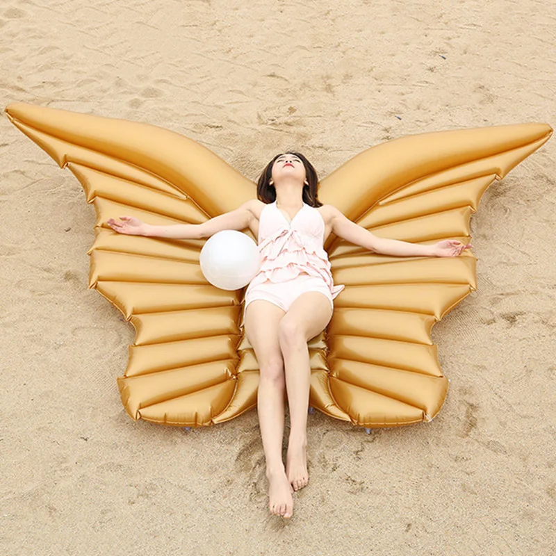 

angel wings inflatable mattress butterfly inflatable pool float, Gold, white