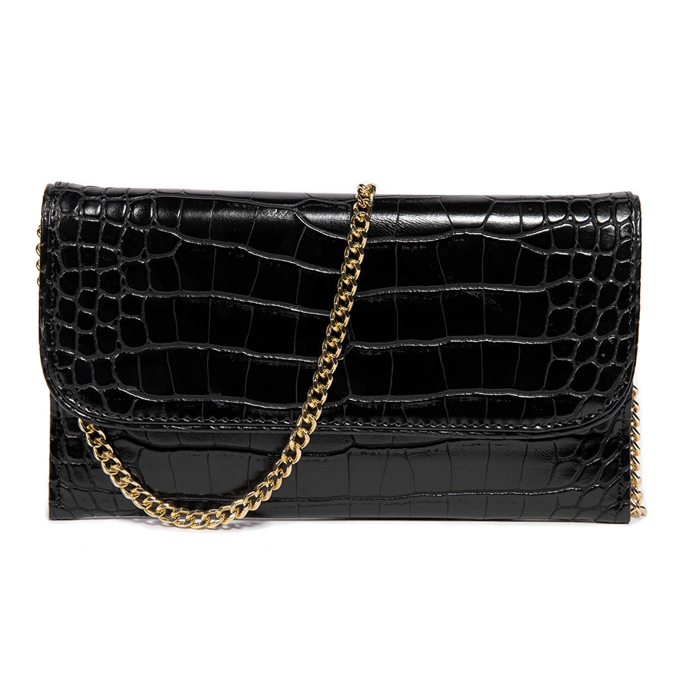

Latest fancy detachable chains faux leather business bags functional crossbody shoulder handbags women crocodile clutch purse, Black/red