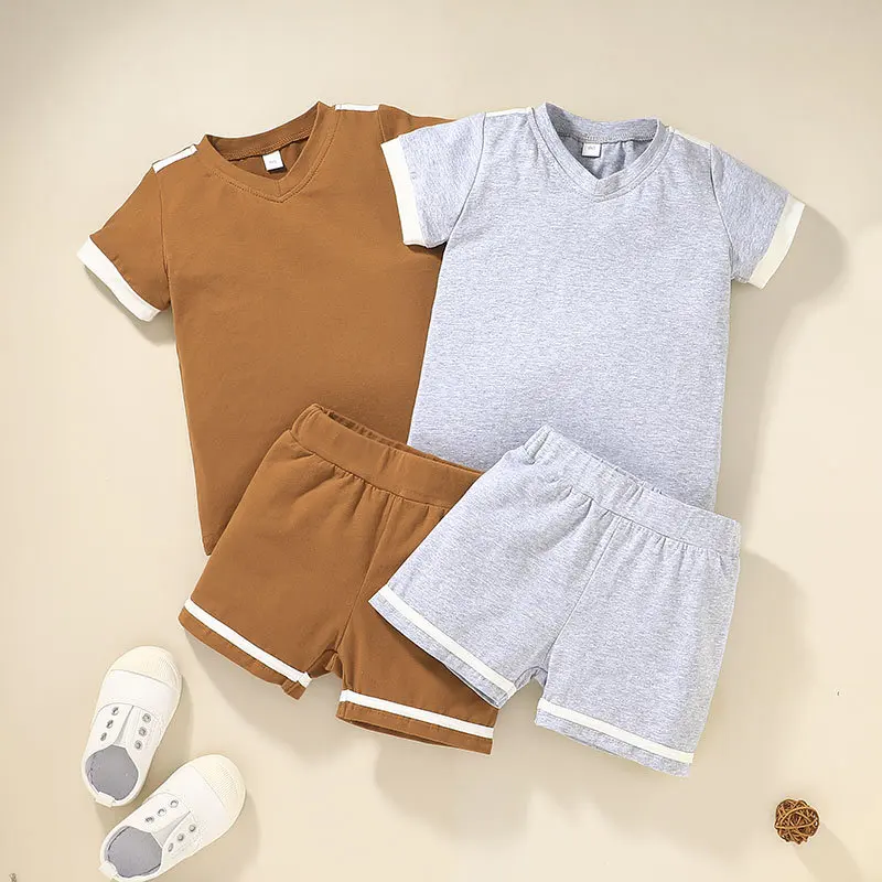 

Kids Boy fashions summer short sleeve v neck t shirt Shorts 2 Pieces Baby Set Clothes