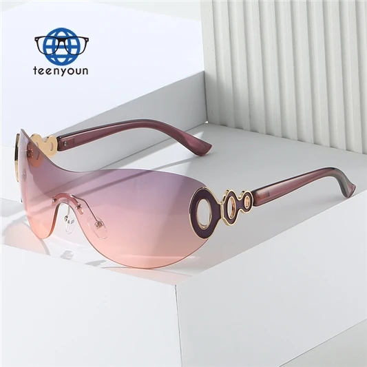 

Teenyoun Eyewear Fashion Trendy Vintage Lady Summer Style Shades One Piece Frameless Y2K Sunglasses 2023 New Women Gafas De Sol