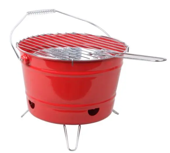 

Simple Design Portable Bucket BBQ Grill Small Charcoal Barbecue for Grilling Meats and Vegetables, Blue/customizable