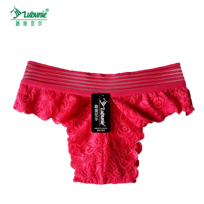 

LABUNIE Hot sell plus size mid waist panties sexy transparent lace underwear for women