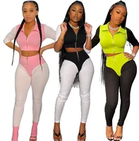 

hot sale crop top and skinny pant two piece women outfit set